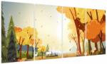 Mivali Tablou - Peisaj de toamnă, ilustrație, din patru bucăți 160x80 cm (V023596V16080)