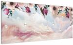 Mivali Tablou - Flori roz și marmură roz, dintr-o bucată 100x40 cm (V022980V10040)