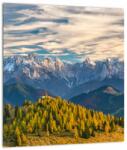Mivali Tablou pe sticlă - panorama montană, dintr-o bucată 30x30 cm pe sticlă (V020845V3030GD)