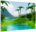 Mivali Tablou pe sticlă - Lac în junglă, dintr-o bucată 70x50 cm pe sticlă (V023292V7050GD)