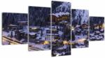 Mivali Tablou - orășelul montan iarna, din cinci bucăți 150x80 cm (V020600V150805PCS)