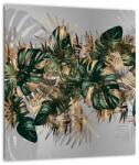 Mivali Tablou pe sticlă - Frunze tropicale, Galben - auriu, dintr-o bucată 30x30 cm pe sticlă (V023488V3030GD)