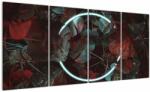Mivali Tablou - Cerc de neon între palmieri, din patru bucăți 160x80 cm (V022954V16080)