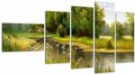 Mivali Tablou - Râu lângă pădure, pictură în ulei, din cinci bucăți 110x60 cm (V023250V11060)
