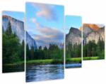 Mivali Tablou cu peisaj montan sălbatic (cu ceas), din patru bucăți 110x75 cm cu ceas (V021907V11075C)
