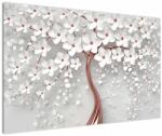 Mivali Tablou - Imaginea copacului alb cu flori albe, rosegold, dintr-o bucată 120x80 cm (V022754V12080)