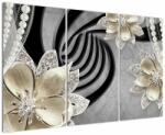 Mivali Tablou - 3D Flori aurii, din trei bucăți 120x80 cm (V022969V120803PCS)