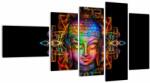 Mivali Tablou - Bustul lui Buddha în culori neon, din cinci bucăți 110x60 cm (V023477V11060)