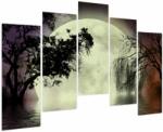 Mivali Tablou - Lună plină deasupra apei, din cinci bucăți 125x90 cm (V023664V12590)