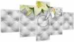 Mivali Tablou cu flori de crin (cu ceas), din cinci bucăți 150x80 cm cu ceas (V021128V15080C)
