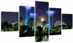 Mivali Tablou cu lună plină în grădinile din Singapur, din cinci bucăți 125x70 cm (V021710V12570)