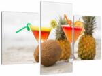 Mivali Tablou cu ananas și pahare pe plajă, din trei bucăți 90x60 cm (V021220V90603PCS)