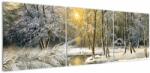 Mivali Tablou - Cabană în pădure, pictură în uei, din trei bucăți 150x50 cm (V023251V15050)