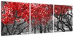 Mivali Tablou - Copaci roșii, Central Park, New York (cu ceas), din trei bucăți 90x30 cm cu ceas (V023117V9030C)