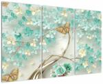 Mivali Tablou cu flori și fluturi, din trei bucăți 120x80 cm (V020716V120803PCS)