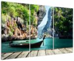 Mivali Tablou cu navă lungă pe plajă, din trei bucăți 120x80 cm (V021199V120803PCS)