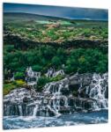 Mivali Tablou pe sticlă cu cascade în natură, dintr-o bucată 40x40 cm pe sticlă (V020859V4040GD)