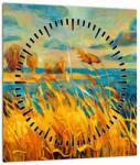 Mivali Tablou - Apus de soare peste lac, pictură acrilică (cu ceas), dintr-o bucată 30x30 cm cu ceas (V023296V3030C)