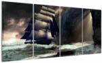 Mivali Tablou - Navă printre recife, din patru bucăți 160x80 cm (V023282V16080)