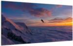 Mivali Tablou pe sticlă în apus de soare, Mont Blanc, dintr-o bucată 100x50 cm pe sticlă (V021683V10050GD)