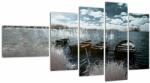 Mivali Tablou - Bărci de lemn pe lac, din cinci bucăți 110x60 cm (V021925V11060)
