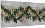Mivali Tablou pe sticlă - Frunze tropicale, Galben - auriu, dintr-o bucată 100x50 cm pe sticlă (V023488V10050GD)