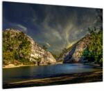 Mivali Tablou pe sticlă peisajului cu lac, dintr-o bucată 70x50 cm pe sticlă (V020288V7050GD)