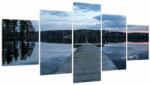 Mivali Tablou - Ponton de lemn, lac (cu ceas), din cinci bucăți 150x80 cm cu ceas (V022655V15080C)
