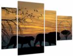Mivali Tablou cu Safari (cu ceas), din patru bucăți 110x75 cm cu ceas (V020692V11075C)