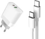 XO L64 PD 20W gyorstöltő (Fehér) - PD 20W + QC 3.0, USB-A + USB-C csatlakozó, Type-C kábellel