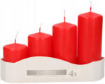 Kotarbau Set De 4 Lumânări De Masă Cu Cilindru în Trepte Roșu (m072)