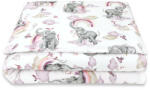 Qmini Set Lenjerie cu 2 Piese Qmini Elephants on Rainbow Pink (6426972021388) Lenjerii de pat bebelusi‎, patura bebelusi