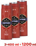 Old Spice Captain tusfürdő és sampon férfiaknak 3in1 3x400 ml - pelenka