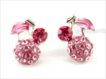  Cseresznye fülbevaló pink színű ausztriai kristályokkal (0235. ) (XE020)