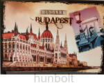  Budapest látványosságai hűtőmágnes 9x6, 5 cm - Retró kép az Országházról- Lánchídról