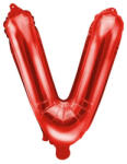 Partydeco Betű lufi 14" 35cm Piros fólia betű, V betű, csak levegővel tölthető (LUFI294136)