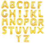 Partydeco Betű lufi 14" 35cm arany fólia betű, W betű, levegővel tölthető (LUFI145157)
