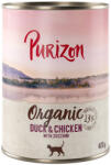 Purizon 12x400g Purizon Organic Kacsa, csirke & cukkini nedves macskatáp