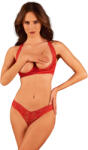 Obsessive Lacelove Cupless 2-pcs Set Red XL/XXL