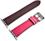 iCarer Apple Watch 45mm / 44mm / 42mm / Ultra 49mm bőr szíj - barna/rózsaszín