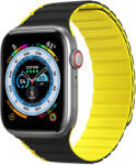 DuxDucis Magnetic LD Apple Watch 45mm / 44mm / 42mm / Ultra 49mm szilikon szíj - fekete/sárga