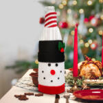 Family Karácsonyi italos üveg dekor - 3D hóember - poliészter - 27 x 12 cm Family 58728B (58728B)