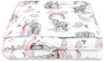 Qmini - lenjerie junior cu 2 piese, din bumbac certificat oeko tex standard 100, 140 x 200 cm, elephants on rainbow pink Lenjerii de pat bebelusi‎, patura bebelusi
