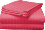 HomePuls Cearsaf de pat 2 persoane Damasc Policoton dunga 1 cm, 220 x 230 cm, Rosu Persan
