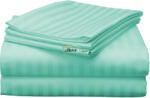 HomePuls Cearsaf de pat o persoana Damasc Policoton dunga 1 cm, 160 x 230 cm, Verde Jad