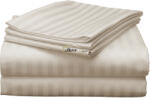HomePuls Cearsaf de pat o persoana Damasc Policoton dunga 1 cm, 160 x 230 cm, Bej Cappuccino