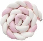  Fonott velvet pihe-puha rácsvédő kiságyba, kötözőszalaggal 230 cm - Ecrü/Világos rózsaszín