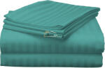 HomePuls Cearsaf de pat dublu king size Damasc Policoton dunga 1 cm, 230 x 260 cm, Turcoaz Deschis