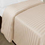 HomePuls Cearsaf de pilota pat dublu Damasc Policoton dunga 1 cm, 160 x 220 cm, Bej Cappuccino