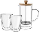 FLORINA Set Infusor si 2 pahare Florina Malachit, sticla borosilicata, pereti dubli, 1 litru infusor, 320 ml pahar